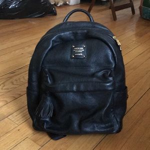 Real leather mini black backpack